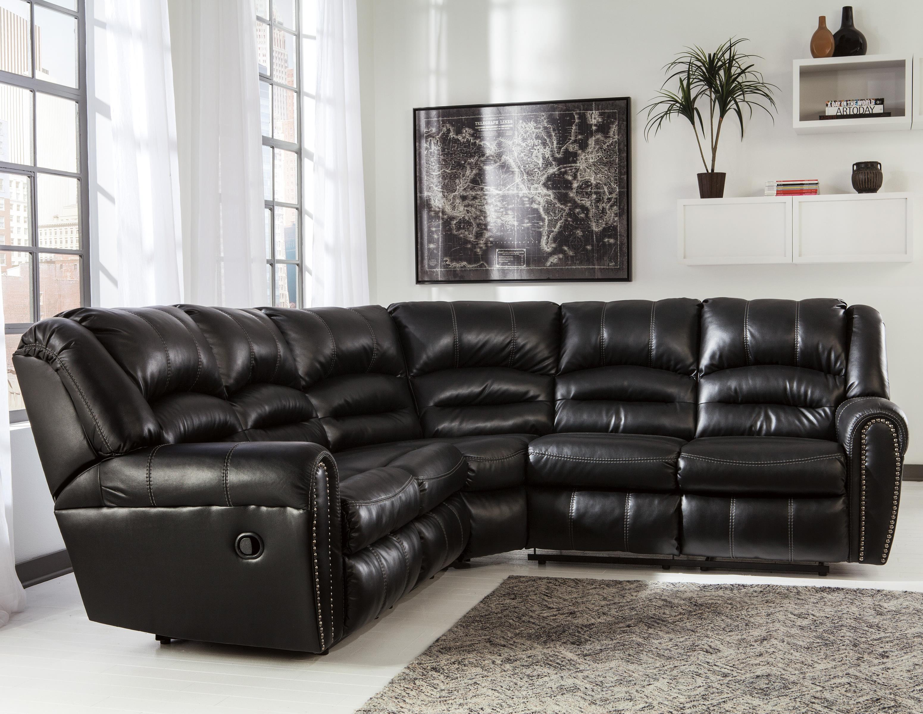 Signature Design by Ashley Manzanola Reclining Sectional with Nailhead